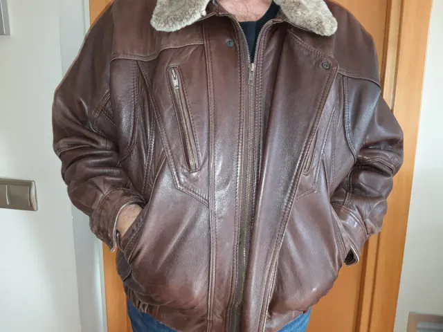 Cazadora Piel modelo aviador Marrón T.52