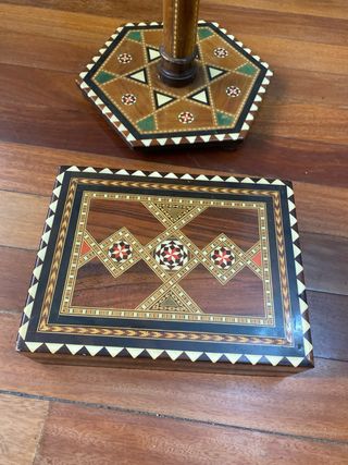 conjunto marquetería taracea.