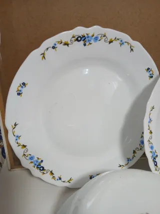 Set di piatti e zuppiera antichi a fiori