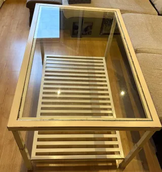 Mesa centro forja elevable beige