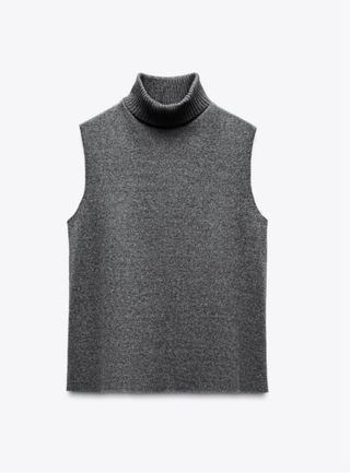 Chaleco cuello tortuga gris talla M