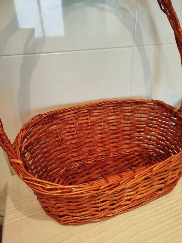 Cesta Mimbre Grande Asa Alta