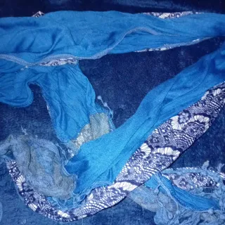 Sciarpa leggera blu e beige