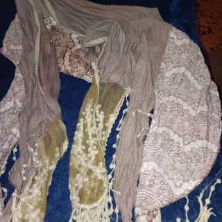 Sciarpa leggera blu e beige