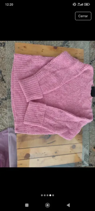 Jersey lana rosa oversize mujer