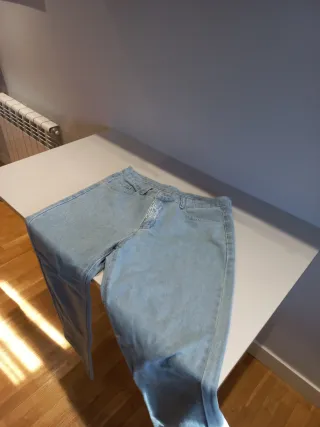 Pantalón baggy bordado azul