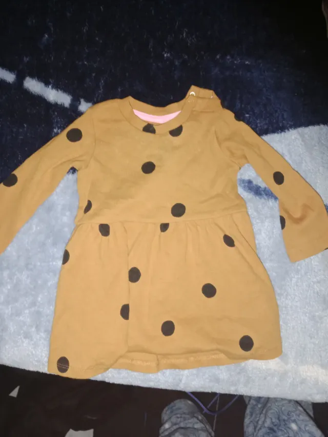 Vestido marrón lunares negros niña