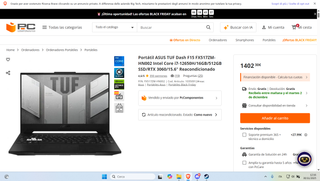 Portátil ASUS TUF Dash F15 i7-12650H RTX 3060 16GB