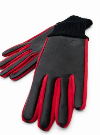 Guantes Desigual Mujer Negro y Rojo