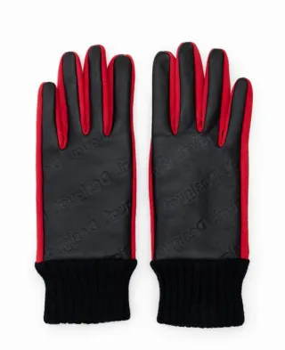 Guantes Desigual Mujer Negro y Rojo