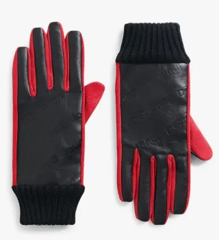 Guantes Desigual Mujer Negro y Rojo