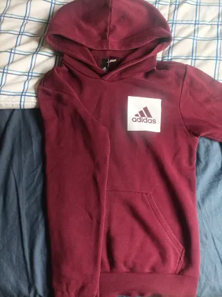 Sudadera Adidas burdeos logo blanco