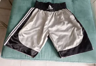 Pantalones de Boxeo Adidas Plateados y Negros