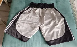 Pantalones de Boxeo Adidas Plateados y Negros