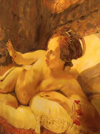 Oleo sobre lienzo.Diana en su aseo.