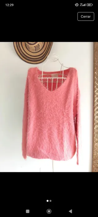 Jersey peludito rosa oversize