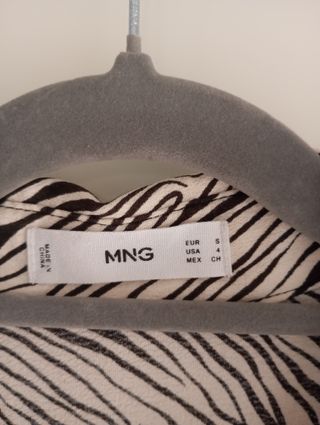 Camisa Mango Animal Print Cebra Viscosa Talla S