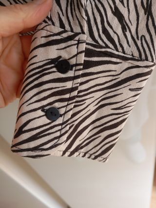 Camisa Mango Animal Print Cebra Viscosa Talla S