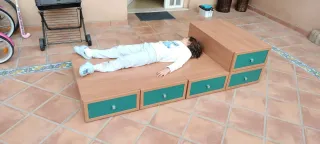 Cama canapé con cajones madera