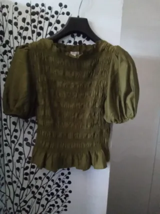 Camicia plissettata verde oliva