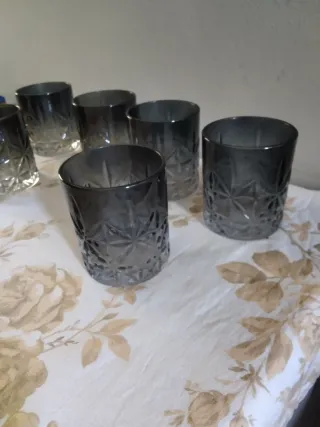 Set 6 Bicchieri Vetro Grigio Trasparente