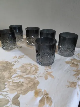 Set 6 Bicchieri Vetro Grigio Trasparente