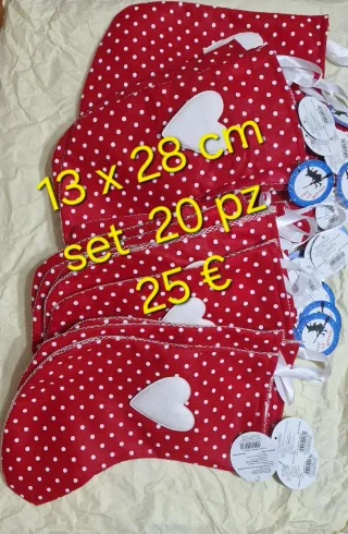 Calze natalizie set 20 pezzi 13x28 cm