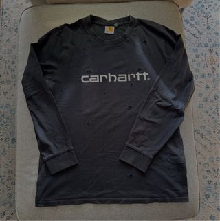 Camiseta Carhartt manga larga desgastada gris