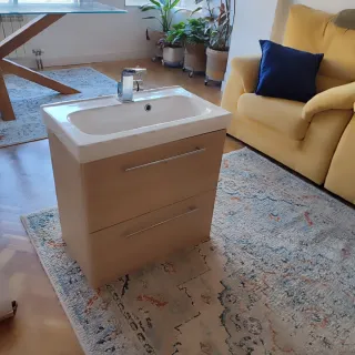 Mueble baño lavabo 60cm colgar + grifo 35 de fondo