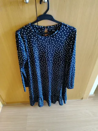 Vestido Cortefiel Topitos Azul Marino