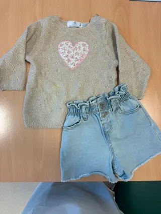 Conjunto camisola/calções-Zara/Metro Kids-12 meses