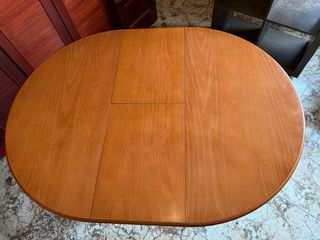 Mesa redonda extensible madera y cristal 95cm