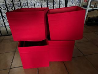 4 Cajas de tela rojas para organizar