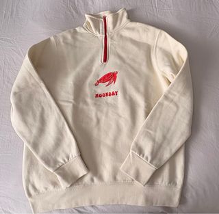 Sudadera Moonday Beige con Cremallera Roja