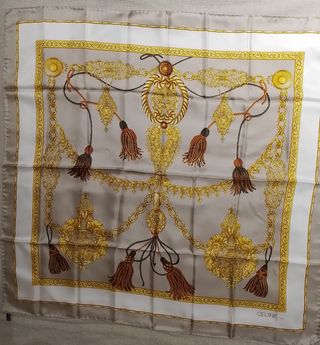Foulard Celine seta beige e oro