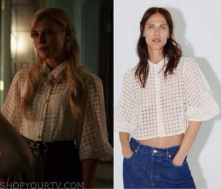 Blusa Zara flores blancas y amarillas