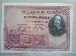 2 Billetes 50 Pesetas de España 1928 y 1931
