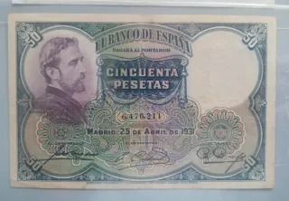 2 Billetes 50 Pesetas de España 1928 y 1931
