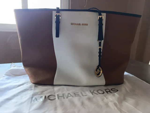 Bolso Michael Kors Grande Marrón y Blanco