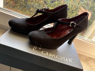 Scarpe décolleté camoscio nero tacco 9cm n.37