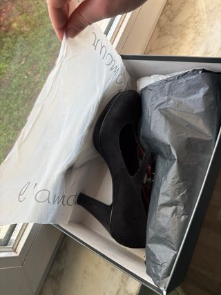 Scarpe décolleté camoscio nero tacco 9cm n.37