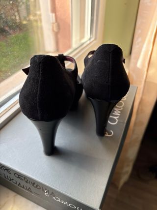 Scarpe décolleté camoscio nero tacco 9cm n.37