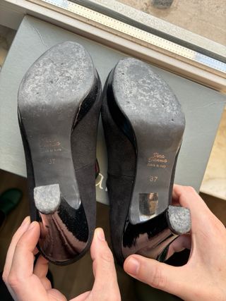 Scarpe décolleté camoscio nero tacco 9cm n.37