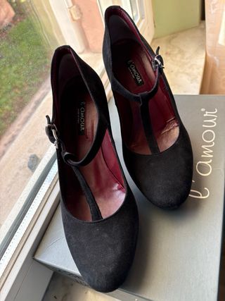 Scarpe décolleté camoscio nero tacco 9cm n.37