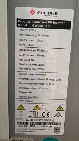 Inversor GoodWe GW2500-XS 2.5kW WiFi