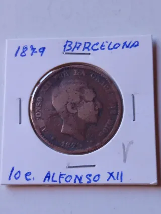 10 centimos 1879 Barcelona Alfonso XII