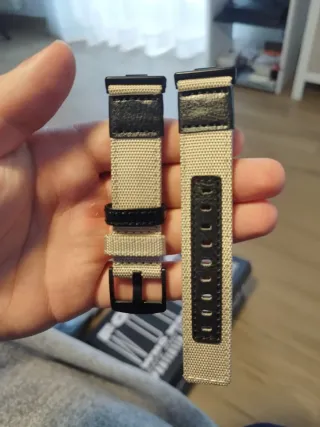 Correa 20mm Tela/Piel Beige/Negro