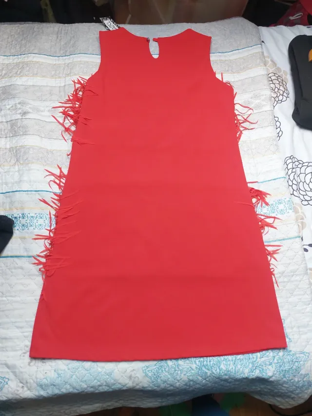 Vestido AMADEO rojo talla M con flecos