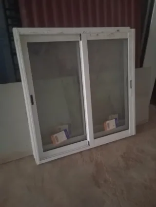 Ventana corredera aluminio blanco 100x100