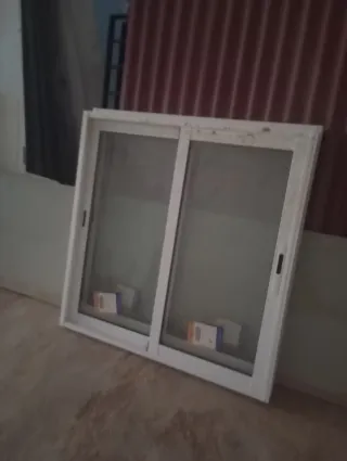 Ventana corredera aluminio blanco 100x100